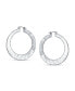 Boho Style Fashion Textured Hammered Flat Large Hoop Earrings For Women For Silver Plated Brass 2 Inch