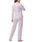 Women's Long Sleeve Notch Collar Top with Lounge Pants 2 Piece Pajama Set