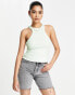 ASOS DESIGN extreme racer front vest in rib in mint