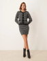 Vila knitted mini skirt co-ord in black boucle check