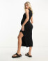 ASOS DESIGN Maternity knitted v neck midi dress in black