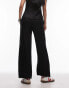 Topshop pinstripe drawcord satin trouser in black