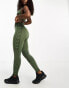 Hummel seamless mid waist leggings in khaki