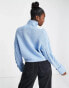 ASOS DESIGN jumper in cable with faux feather detail in light blue