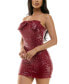 Juniors' Sequin Bow Strapless Bodycon Dress