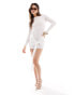 Kaiia sheer tie detail mini beach dress in white