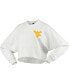 Women's White West Virginia Mountaineers Raw Hem Cropped Long Sleeve T-shirt