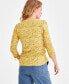 Petite Cotton Floral-Print 3/4-Sleeve Top, Created for Macy's