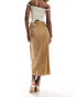 Never Fully Dressed Jaspre plisse midi skirt in gold