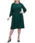 Plus Size Ruched Boat-Neck Midi Dress