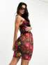 ASOS DESIGN mesh mini beach dress in vibrant abstract graphic