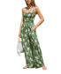 Women's Green Palm Tree Print Straight Leg Pants