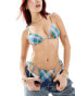 Reclaimed Vintage triangle bikini top with beads in check print