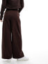 Urban Revivo relaxed wide leg tailored trousers in umber