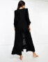 IIsla & Bird ruffle tie front tiered long sleeve maxi beach summer dress in black