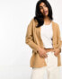 ASOS DESIGN boyfriend cardigan with button front in camel