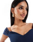 Vesper bardot sweetheart neckline back zip midaxi dress in navy