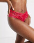 Wolf & Whistle lace strap detail thong in hot pink