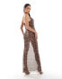 In The Style exclusive mesh cowl neck cami maxi dress in leopard print