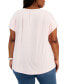 Plus Size Solid Short-Sleeve Pintuck Top