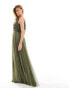 Beauut Bridesmaid embellished cowl neck maxi dress in khaki