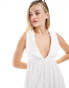 ASOS DESIGN broderie bib midi smock dress in white