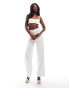 Missyempire denim bralette top co-ord in white