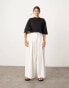 ASOS EDITION ultra wide leg linen mid rise pleat front trouser in white