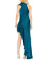 Mac Duggal Halter Neck Ruffled Asymmetrical Gown Women's