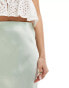 New Look satin bias midi skirt in light green