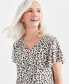 Women's Printed Smocked-Shoulder V-Neck Top, Created for Macy's