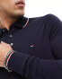 Tommy Hilfiger 1985 tipped slim long sleeve polo shirt in black