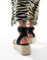 South Beach linen two part espadrille sandals in black