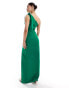 Vesper one shoulder tie detail maxi dress with thigh split in green