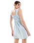 Wednesday's Girl ruffle edge pleat detail mini dress in light blue