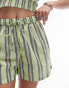 Topshop beach shorts in green stripe