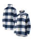 Women's Navy Seattle Seahawks Sherpa Plaid Quarter-Zip Jacket