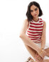 Stradivarius crochet tank top in red stripe