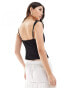 Bershka contrast piping corset top in black and white