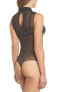 Spanx Sheer Fashion Mock Neck Thong Smoother Bodysuit Size S 177138