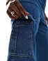 DTT Dom straight leg cargo jeans in mid blue wash