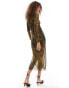 AllSaints Tia mesh midi dress in leopard print