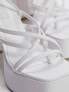 Topshop Wide Fit Elsie strappy platform with ankle tie in white