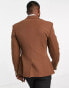 ASOS DESIGN wedding skinny double breasted blazer with gold buttons in chocolate brown