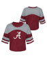 Big Girls Crimson Distressed Alabama Crimson Tide Sunday Friday Sleeve Stripe Jersey T-shirt