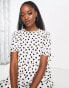 New Look tie sleeve smock dress in white polka dot