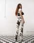 Weekday low waist straight leg trousers in cow print