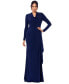 Women's Cowlneck Draped Long-Sleeve Gown