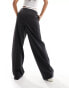 Pieces tailored wide leg heavyweight trousers in charcoal