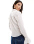 Wednesday's Girl gauzey open collar fitted shirt in white